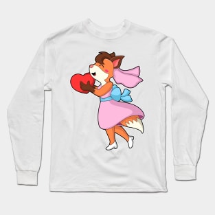 Fox as Bride with Dress & Heart Long Sleeve T-Shirt